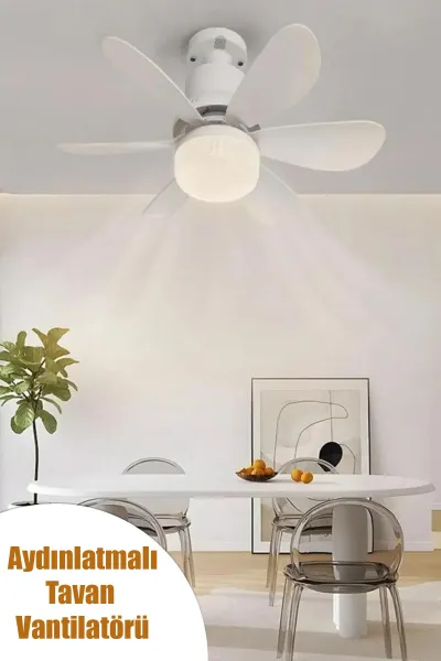 5 Fan Kanat ve Işıklı Uzaktan Kumandalı Tavan Tipi Vantilatör