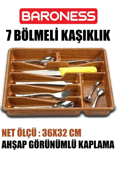 BARONESS AHŞAP GÖRÜNÜMLÜ 7 BÖLMELİ KAŞIKLIK