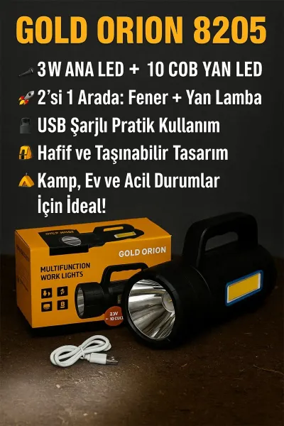 🔦GOLD ORİON ŞARJLI EL FENERİ