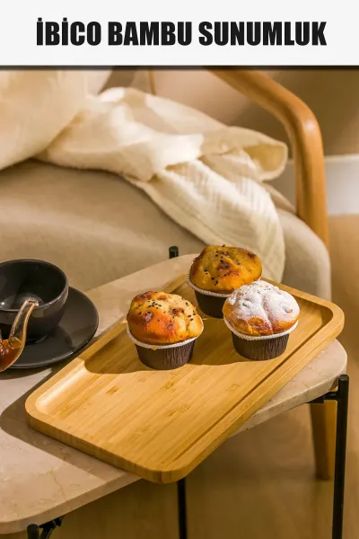 İBİCO DİKDÖRTGEN AHŞAP BAMBU YAĞDANLIK ALTLIK & SUNUM TEPSİSİ