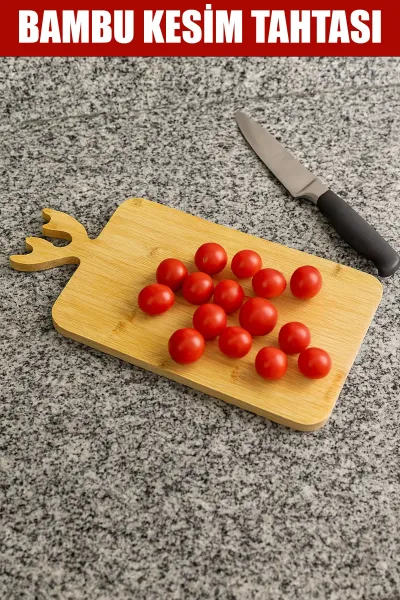 PABLITO GEYİK BOYNUZLU AHŞAP BAMBU KESME TAHTASI
