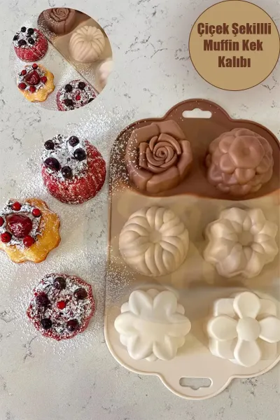 PABLITO HOME PBT-190 ÇİÇEK ŞEKİLLİ MİNİ SİLİKON MUFFIN KEK KALIBI