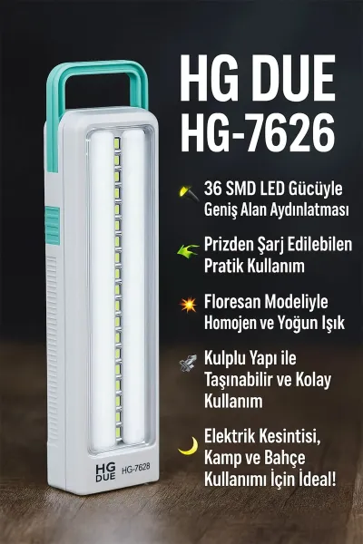 🔦HG DUE FİŞ ŞARJLI IŞILDAK FENER