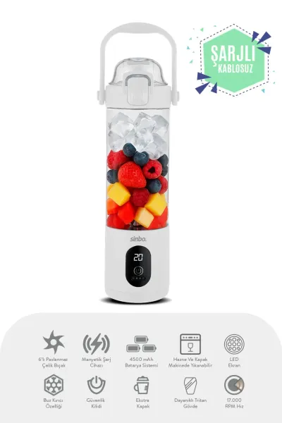 SİNBO 700ML ŞARJLI TAŞINABİLİR SMOOTHİE BLENDER
