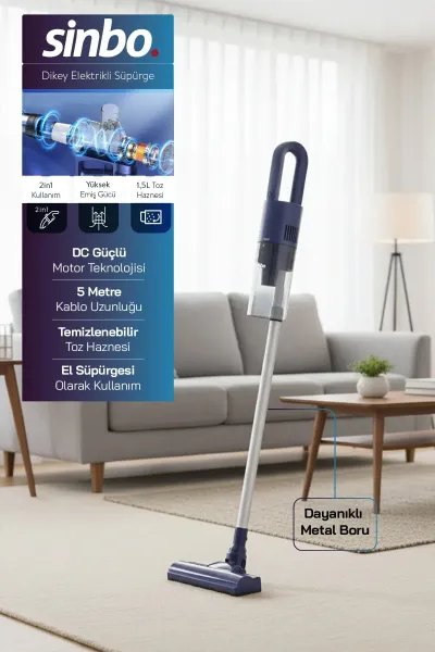 SİNBO DİKEY MAVİ ELEKTRİKLİ SÜPÜRGE