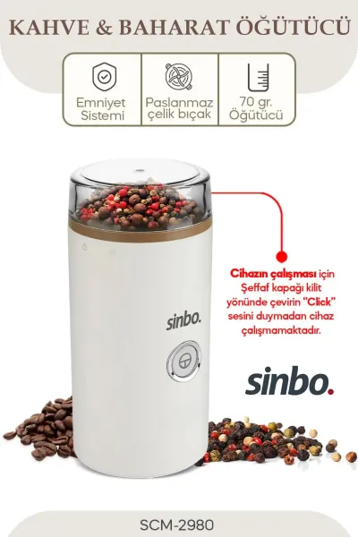 SİNBO SCM -2980 KAHVE VE BAHARAT ÖĞÜTÜCÜ