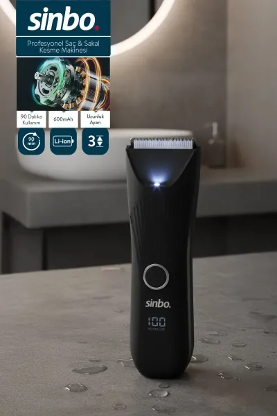 SİNBO SHC-1908 USB ŞARJLI & LCD GÖSTERGELİ STANDLI SAÇ & SAKAL KESME TRAŞ MAKİNESİ