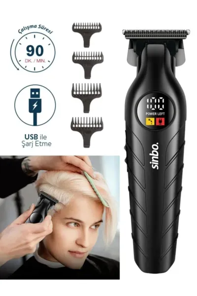 SİNBO SHC-1909 USB ŞARJLI & LCD GÖSTERGELİ SAÇ & SAKAL KESME TIRAŞ MAKİNESİ