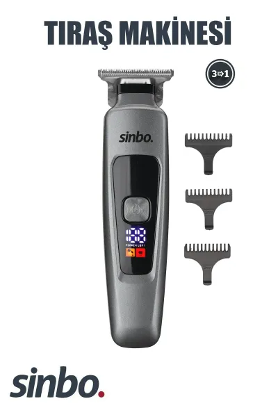 SİNBO SHC-1910 USB ŞARJLI & LCD GÖSTERGELİ SAÇ & SAKAL KESME TIRAŞ MAKİNESİ