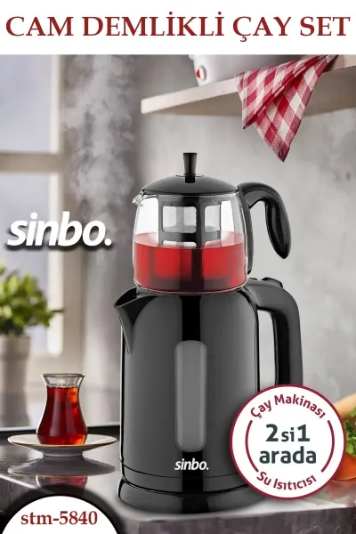 SİNBO STM-5840 CAM DEMLİKLİ ÇAYCI SET