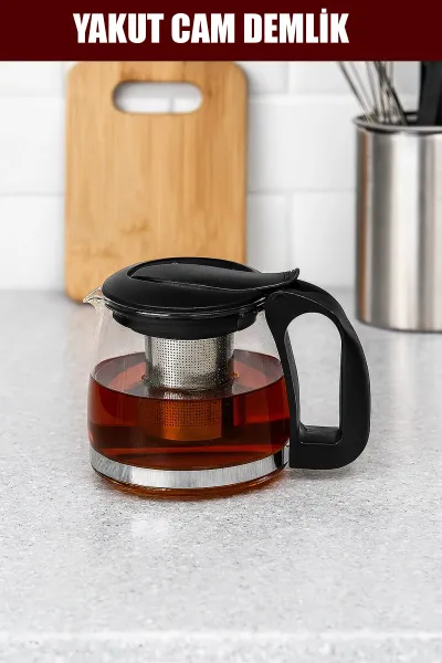 YAKUT 700ML ÇELİK SÜZGEÇLİ CAM DEMLİK
