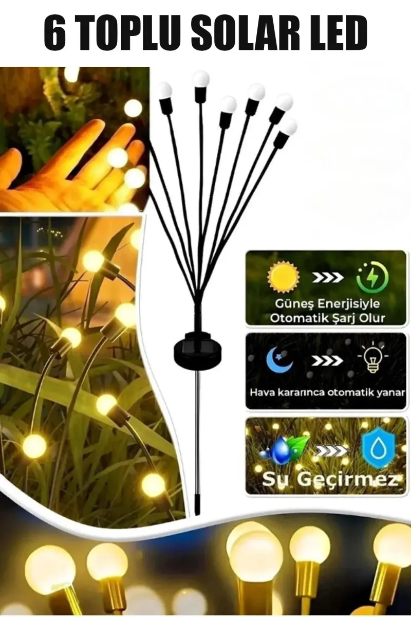 2 ADET 6 TOPLU YAYLI SOLAR LED