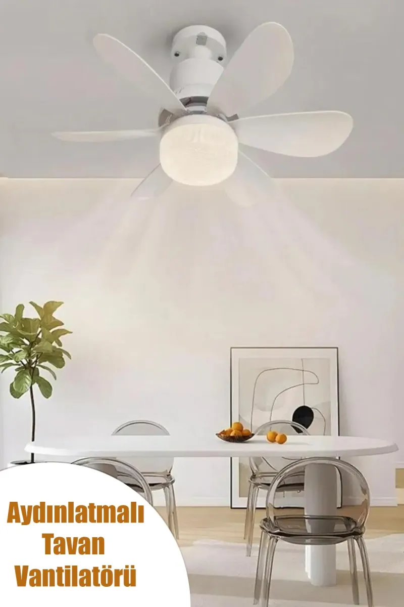 5 Fan Kanat ve Işıklı Uzaktan Kumandalı Tavan Tipi Vantilatör