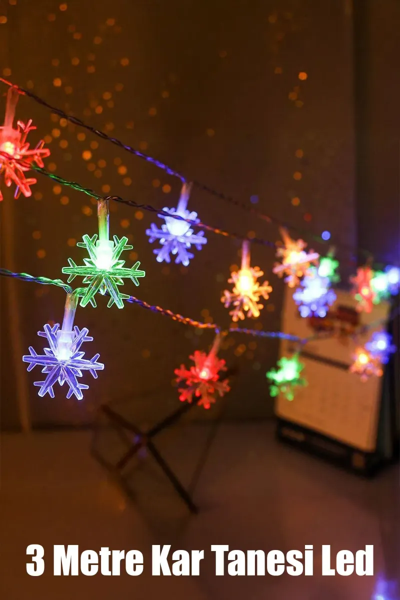 KAR TANESİ 3 METRE PİLLİ 2 FONKSİYONLU LED DEKOR LAMBA