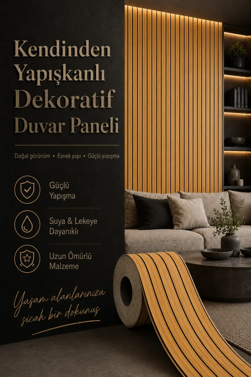 Kendinden Yapışkanlı Isı Ses Yalıtımlı 3D Ahşap Dokulu Duvar Paneli 30x275 cm-0,85 m²