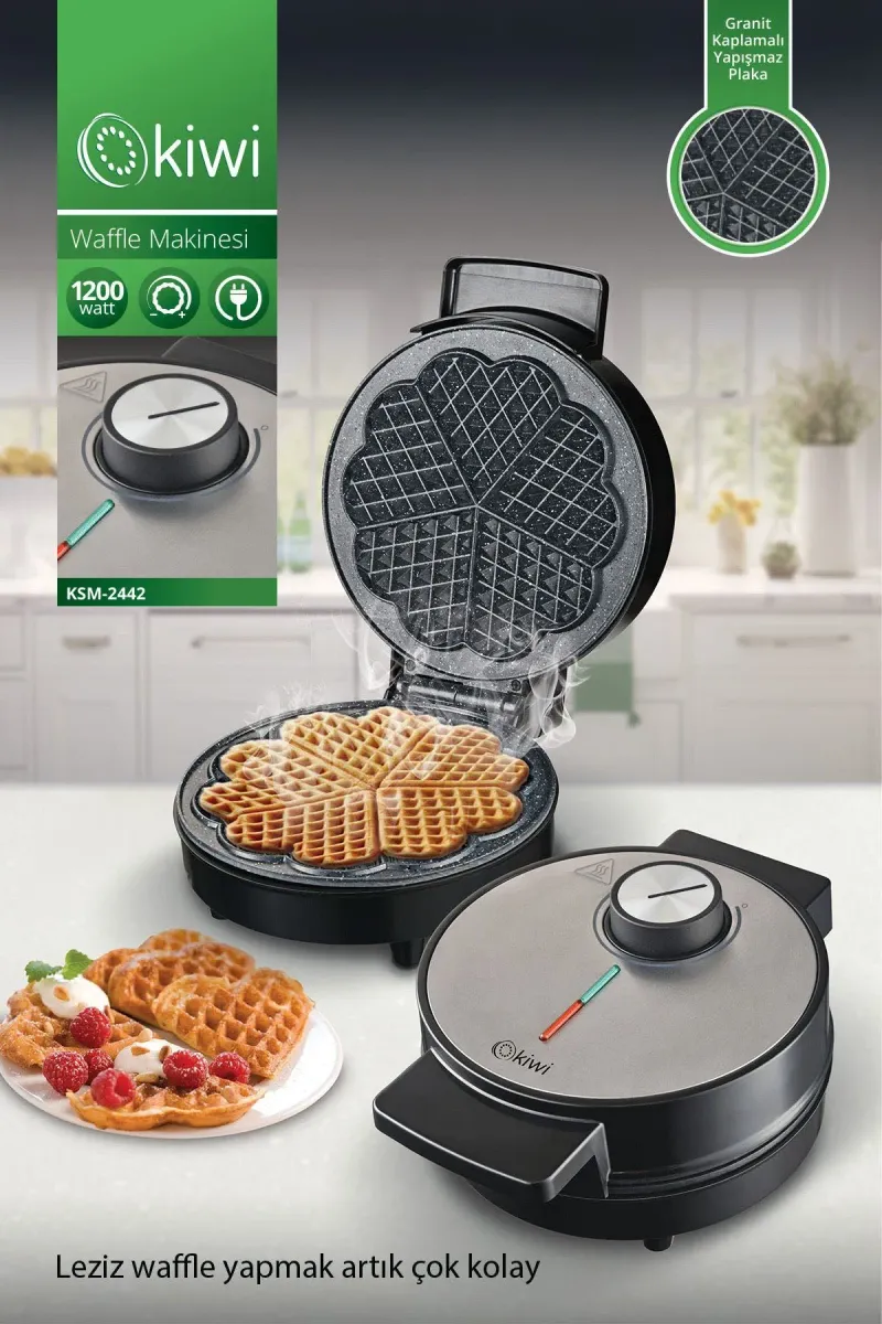 KİWİ KSM-2442 ELEKTRİKLİ WAFFLE MAKİNESİ