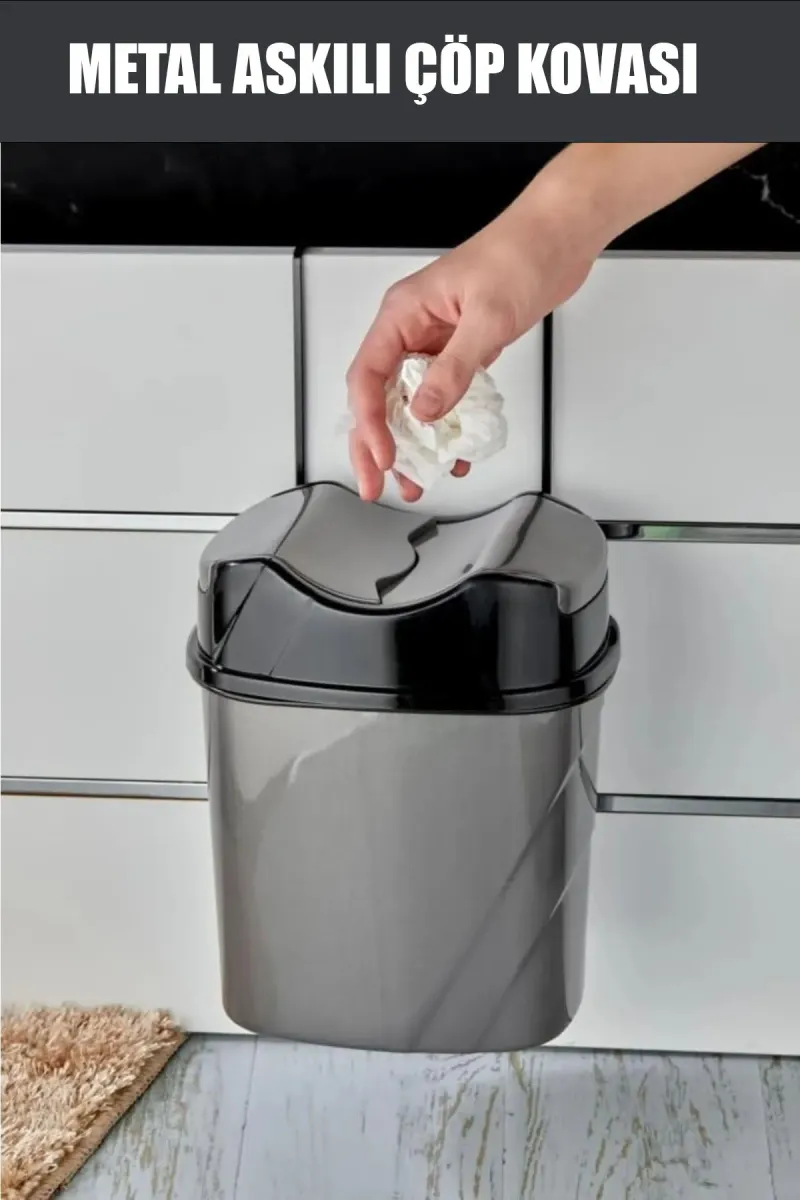 12 LT METAL ASKILI PLASTİK ÇÖP KOVASI
