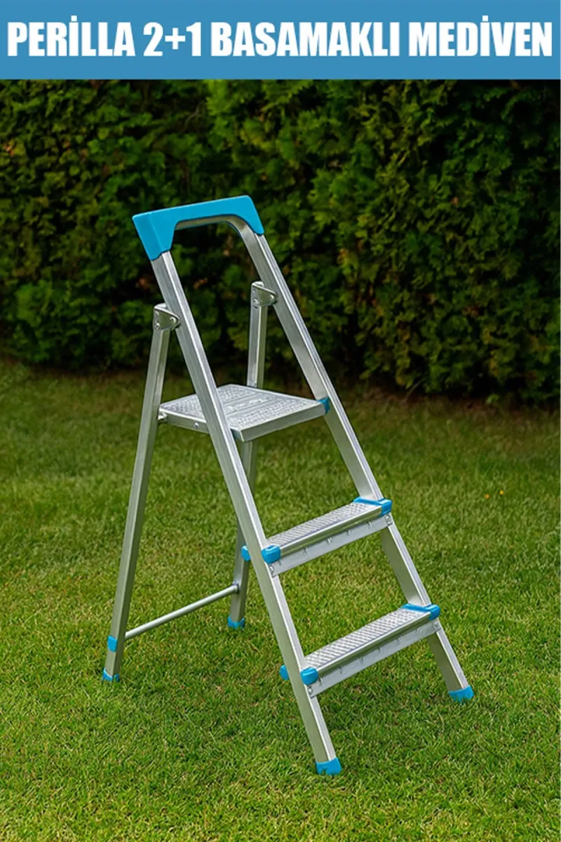 PERİLLA 2+1 BASAMAKLI METAL MERDİVEN