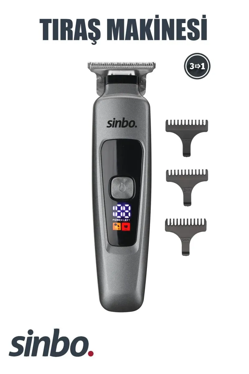 SİNBO SHC-1910 USB ŞARJLI & LCD GÖSTERGELİ SAÇ & SAKAL KESME TIRAŞ MAKİNESİ