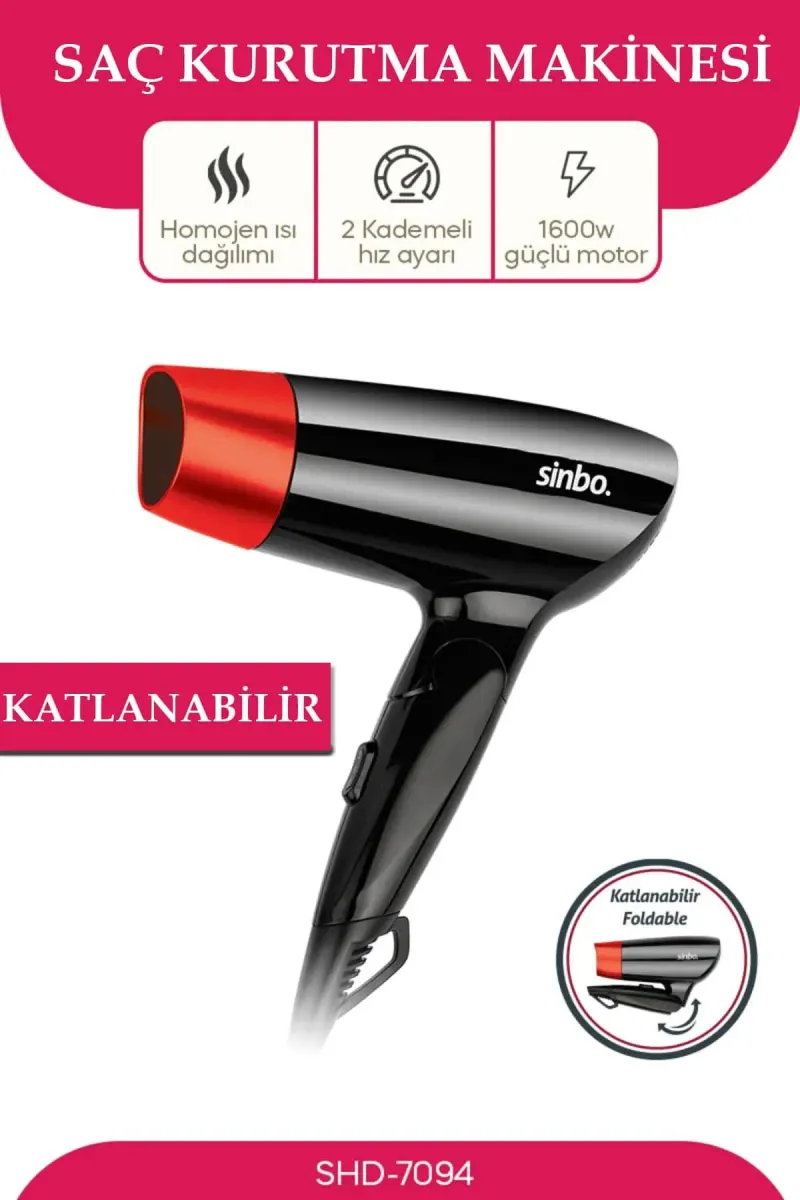 SİNBO SHD-7097 KATLANABİLİR SAÇ KURUTMA MAKİNESİ - dibidip 