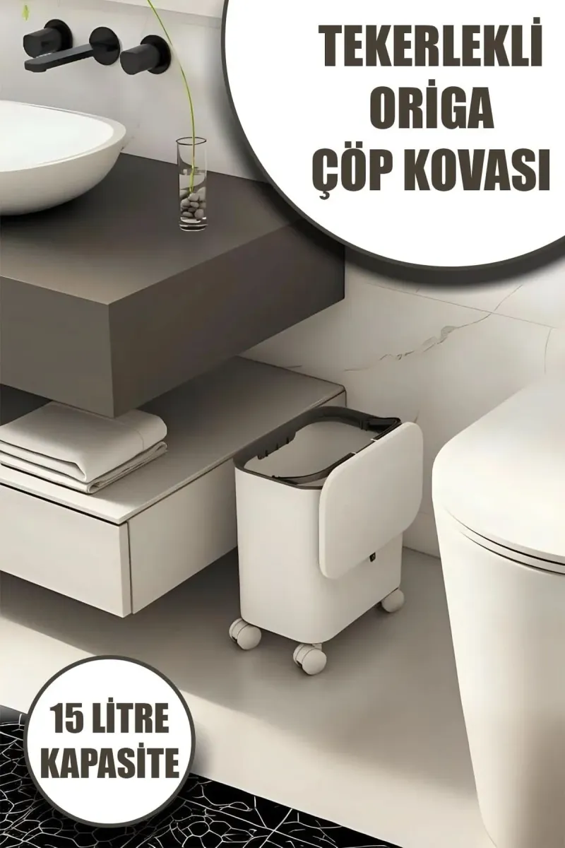🗑️TEKERLEKLİ ORİGA ÇÖP KOVASI - dibidip 