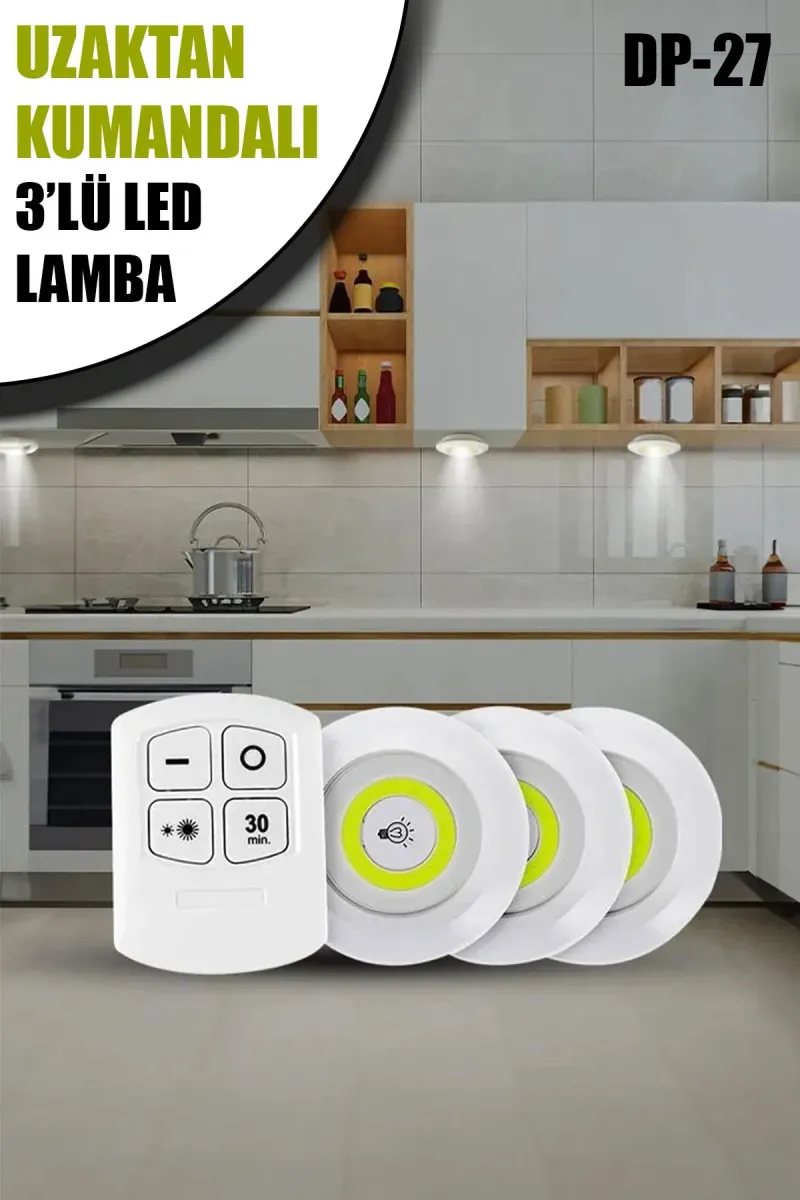 🔦UZAKTAN KUMANDALI 3'LÜ LED LAMBA - dibidip 