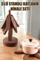 3 LÜ BAMBU AHŞAP STANDLI KATLANABİLİR NİHALE