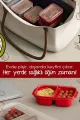 3 PARCA KIRMIZI BÖLME DİKDÖRTGEN SAKLAMA KABI SETİ