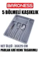 BARONESS GRİ 5 BÖLMELİ KAŞIKLIK - dibidip 