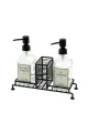 İBİCO 3 PARÇA METAL STANDLI & CAM SIVI SABUNLUK SETİ