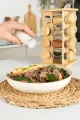 İBİCO 16 PARÇA KARE & DÖNER STANDLI CAM & BAMBU KAPAK TUZLUK & BAHARATLIK