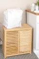 İBİCO 2 BÖLMELİ AHŞAP BAMBU KİRLİ ÇAMAŞIR SEPETİ