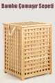 İBİCO  AHŞAP BAMBU KİRLİ ÇAMAŞIR SEPETİ