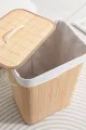 İBİCO DİKDÖRTGEN BAMBU KİRLİ İÇ BEZLİ ÇAMAŞIR SEPETİ