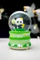 YEŞİL PANDALI BÜYÜK BOY & 10CM  PİLLİ & IŞIKLI MÜZİKLİ KAR KÜRESİ