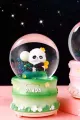 YEŞİL PANDALI BÜYÜK BOY & 10CM  PİLLİ & IŞIKLI MÜZİKLİ KAR KÜRESİ