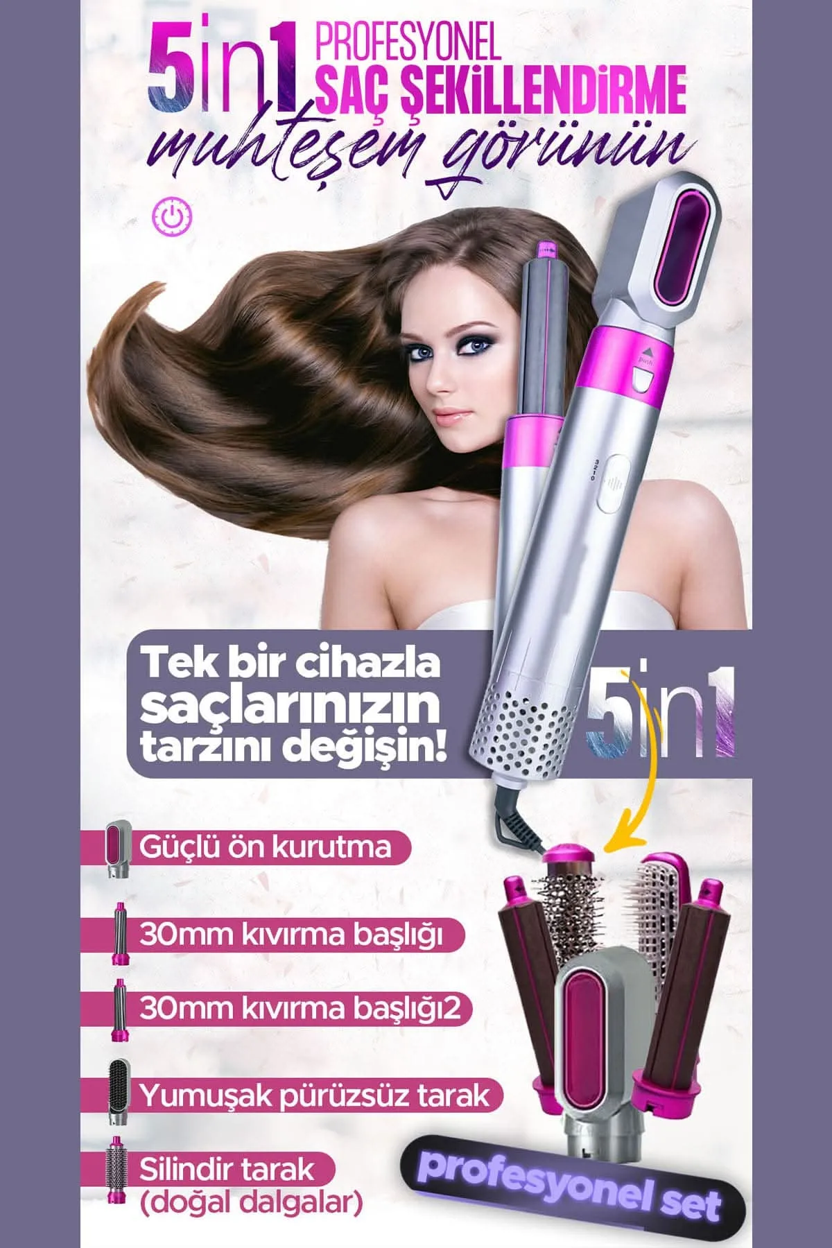 💆5 IN 1 SAÇ ŞEKİLLENDİRİCİ