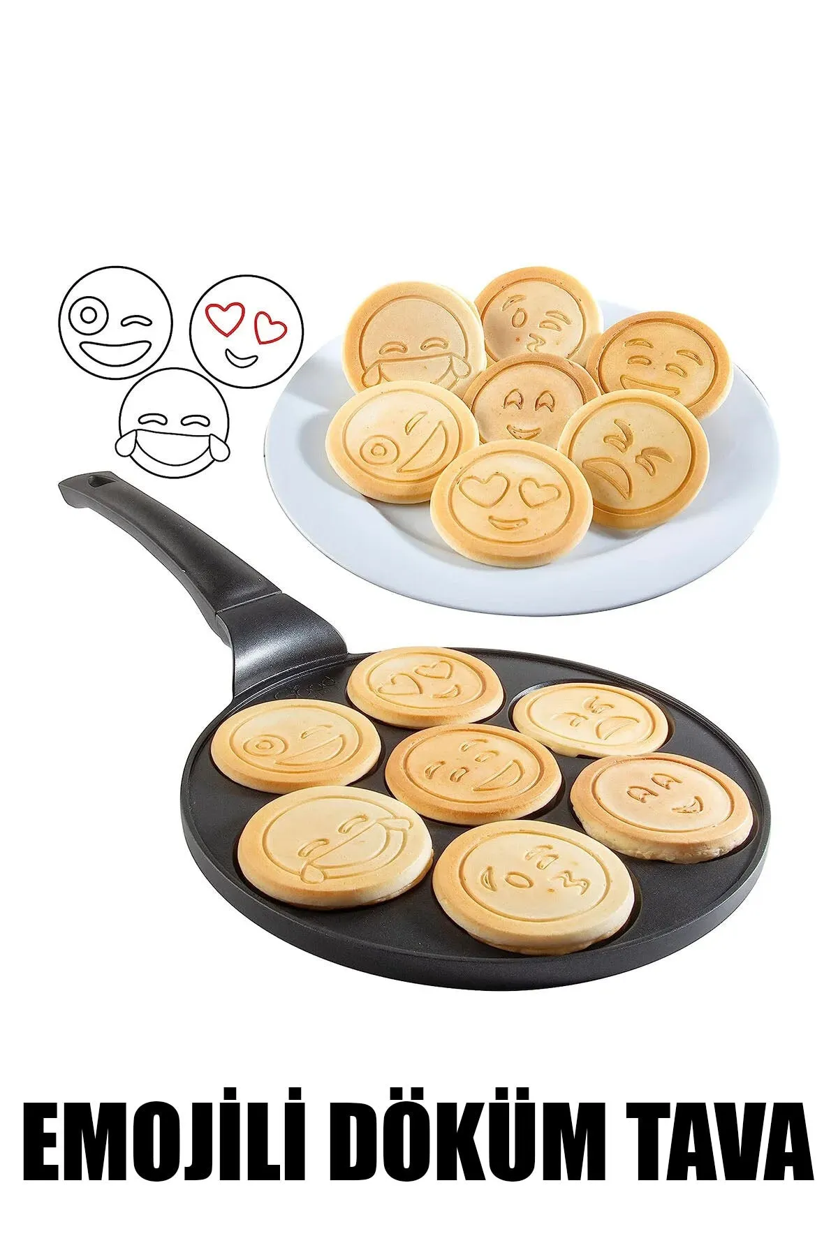 7 BÖLMELİ EMOJİLİ DÖKÜM PANKEK TAVA