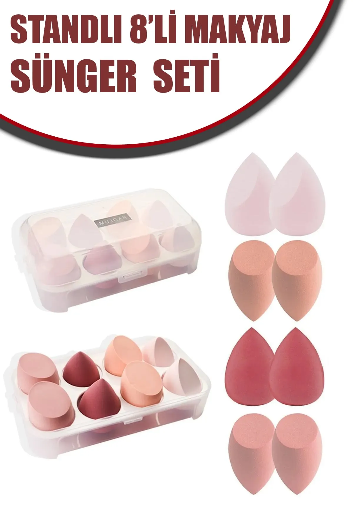 💖8 Lİ STANDLI PEMBE MAKYAJ SÜNGER SETİ