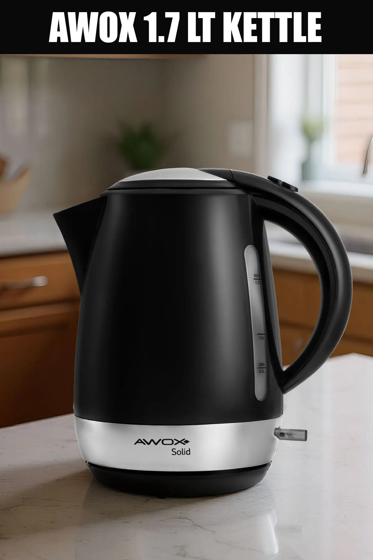 AWOX SİYAH SOLİD KETTLE SU ISITICISI