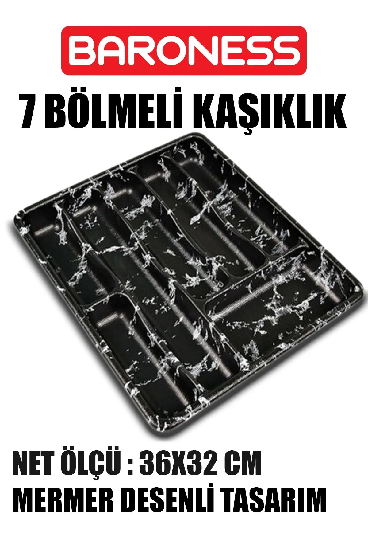 🖤BARONESS MERMER DESENLİ 7 BÖLMELİ KAŞIKLIK