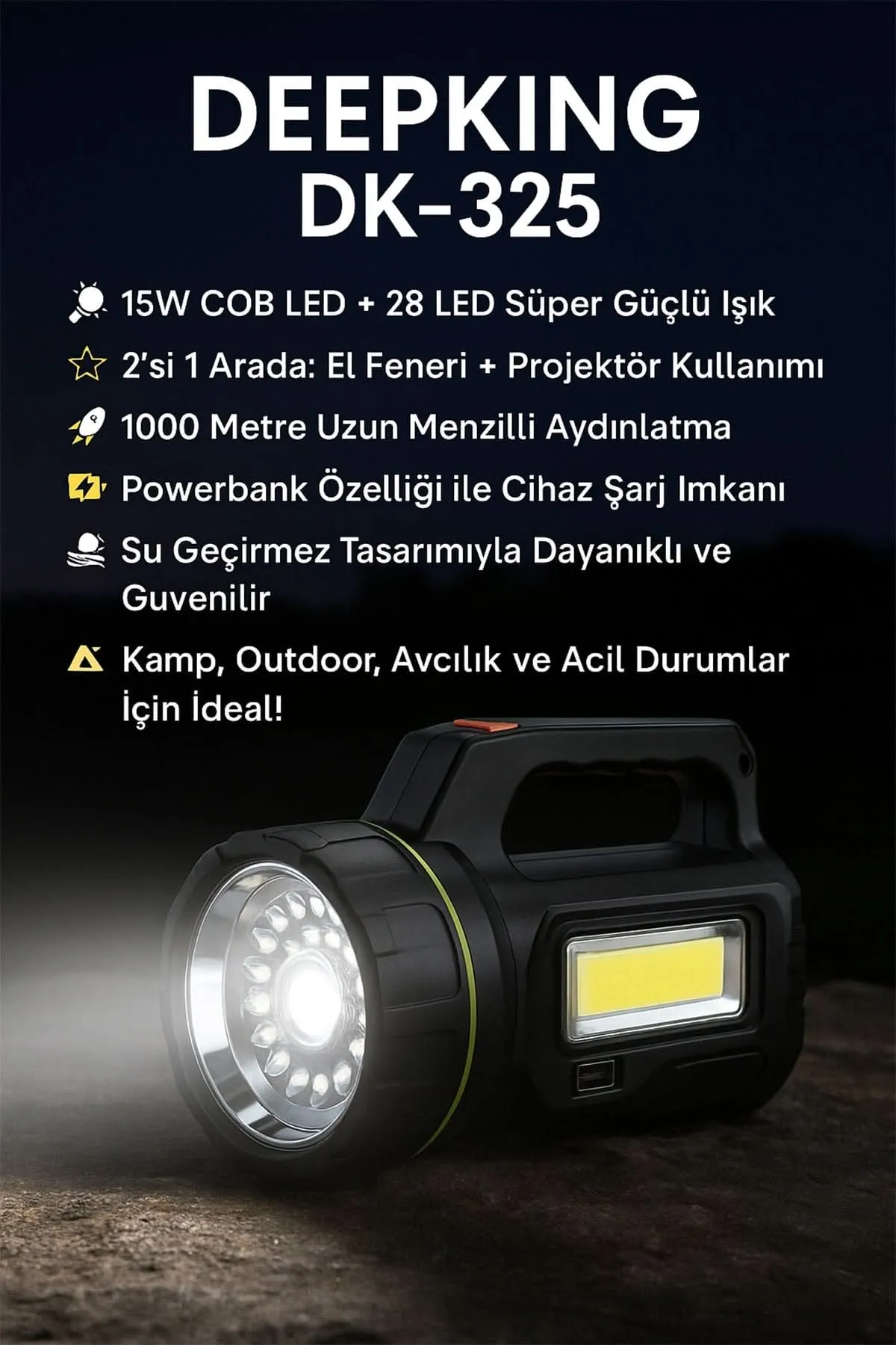 🔦DEEPKİNG ŞARJLI EL FENERİ