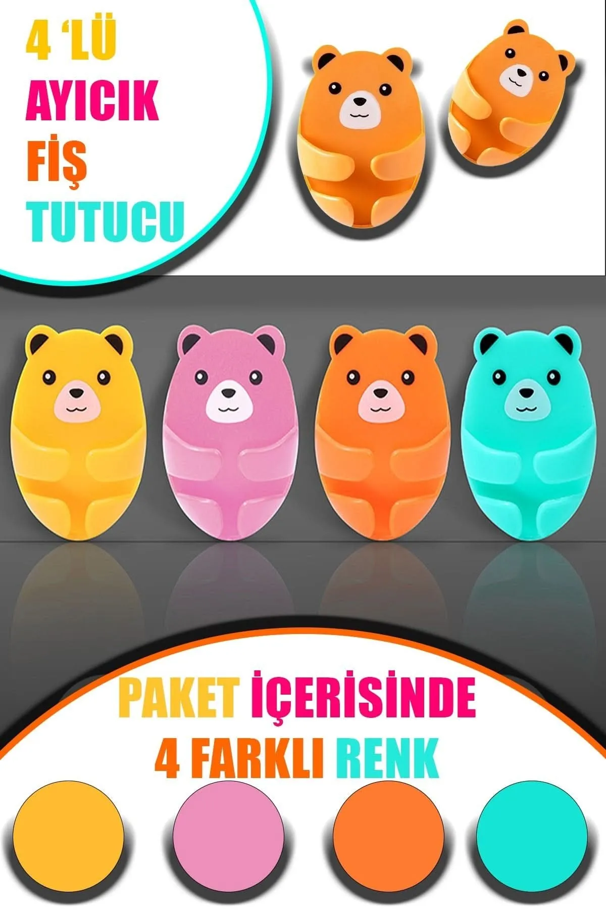 🧸DÖRTLÜ AYICIK FİŞ TUTUCU