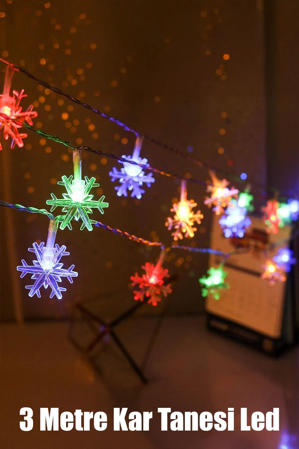 KAR TANESİ 3 METRE PİLLİ 2 FONKSİYONLU LED DEKOR LAMBA
