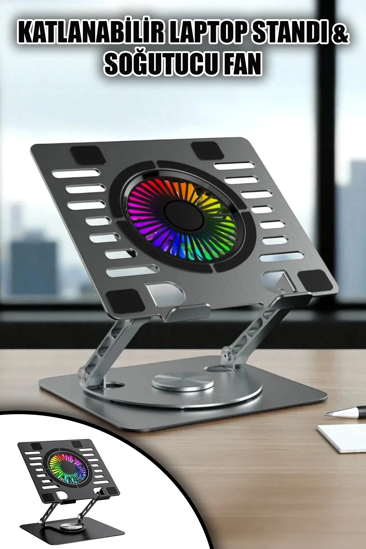 KATLANABİLİR LAPTOP STAND METAL & SOĞUTUCU FAN
