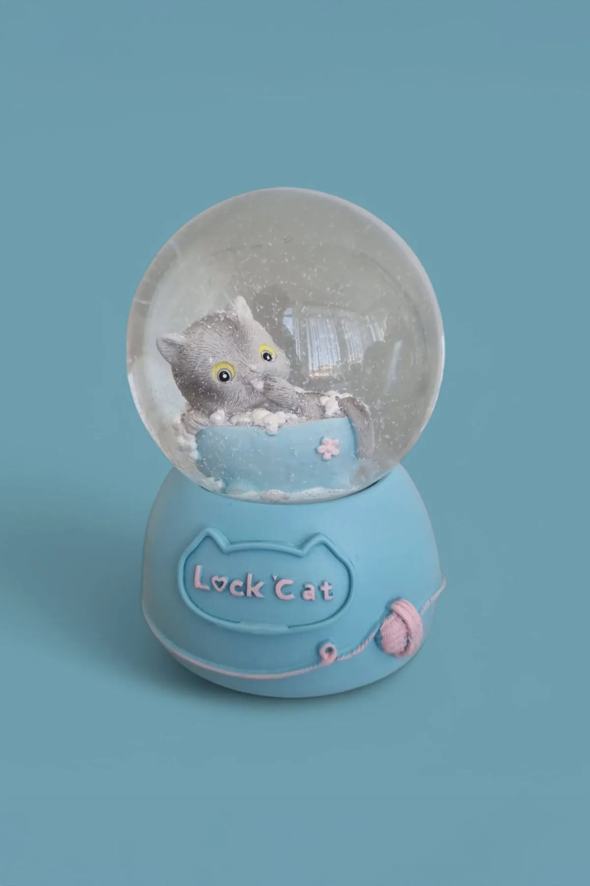 KEDİLİ BÜYÜK BOY & 10CM  PİLLİ & IŞIKLI MÜZİKLİ KAR KÜRESİ