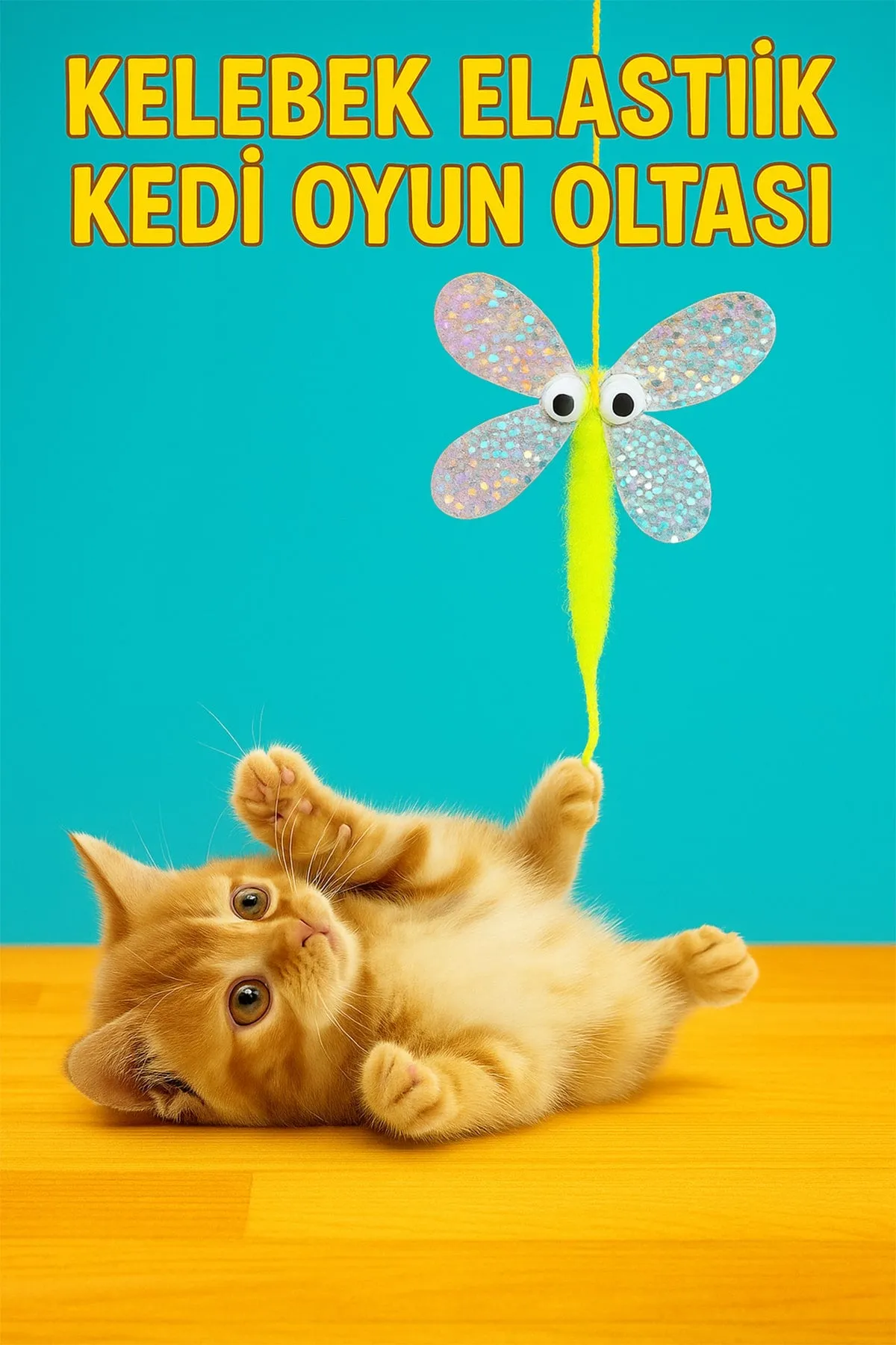 🐱KELEBEK ELASTİK KEDİ OYUN OLTASI