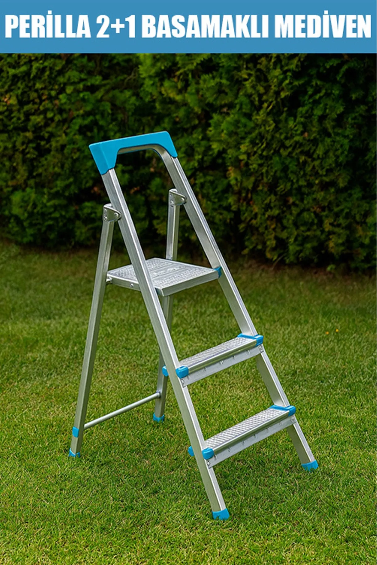 PERİLLA 2+1 BASAMAKLI METAL MERDİVEN