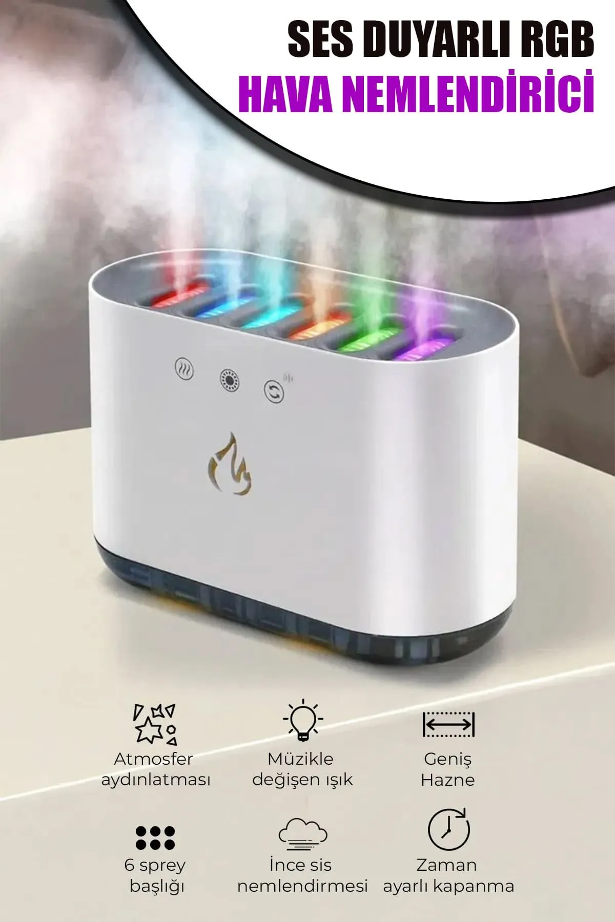 🎵SES DUYARLI RGB HAVA NEMLENDİRİCİ