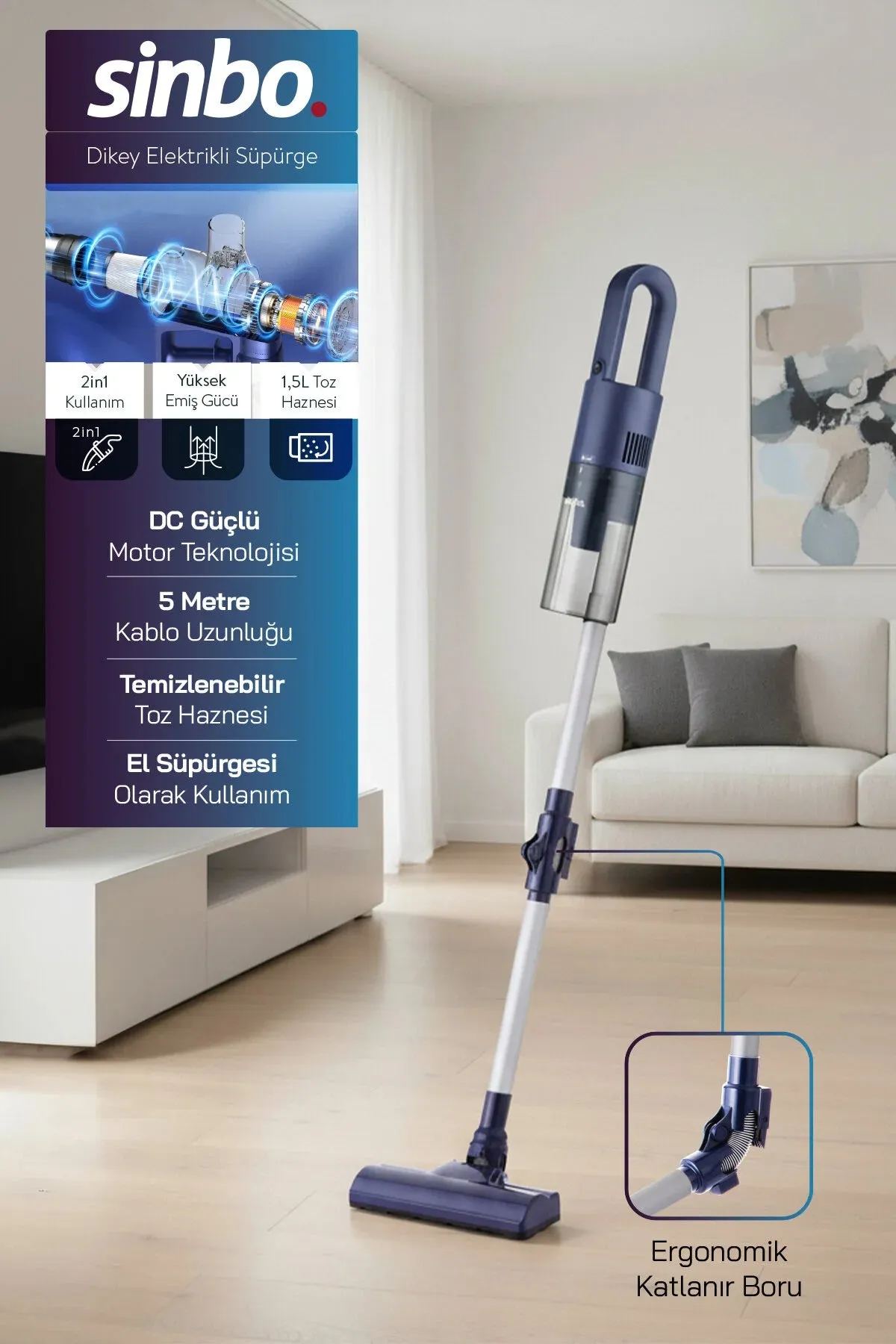 SİNBO DİKEY ELEKTRİKLİ SÜPÜRGE